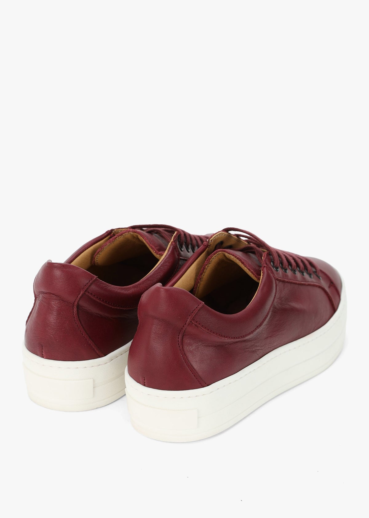 Piccadilly Circus Burgundy Leather Flatform Trainers