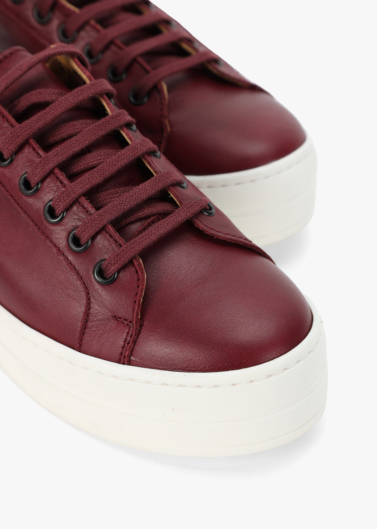 Piccadilly Circus Burgundy Leather Flatform Trainers