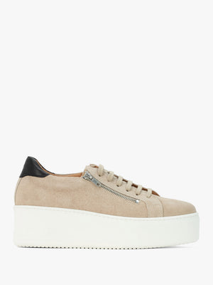 Tippy Taupe Suede Flatform Trainers