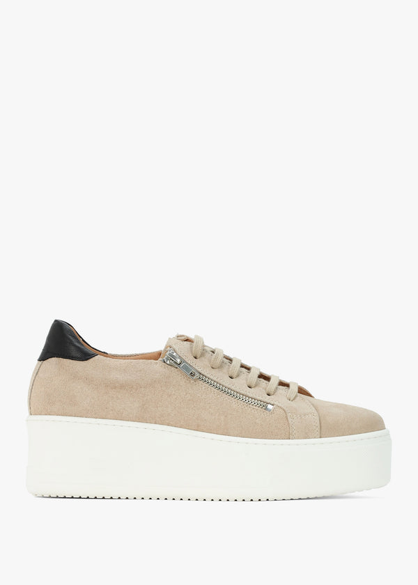 Tippy Taupe Suede Flatform Trainers