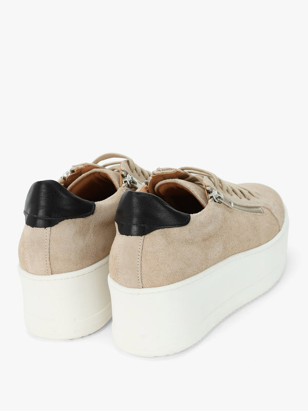 Tippy Taupe Suede Flatform Trainers