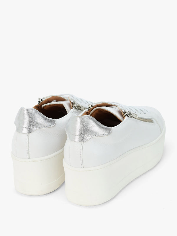 Tippy White Leather Flatform Trainers