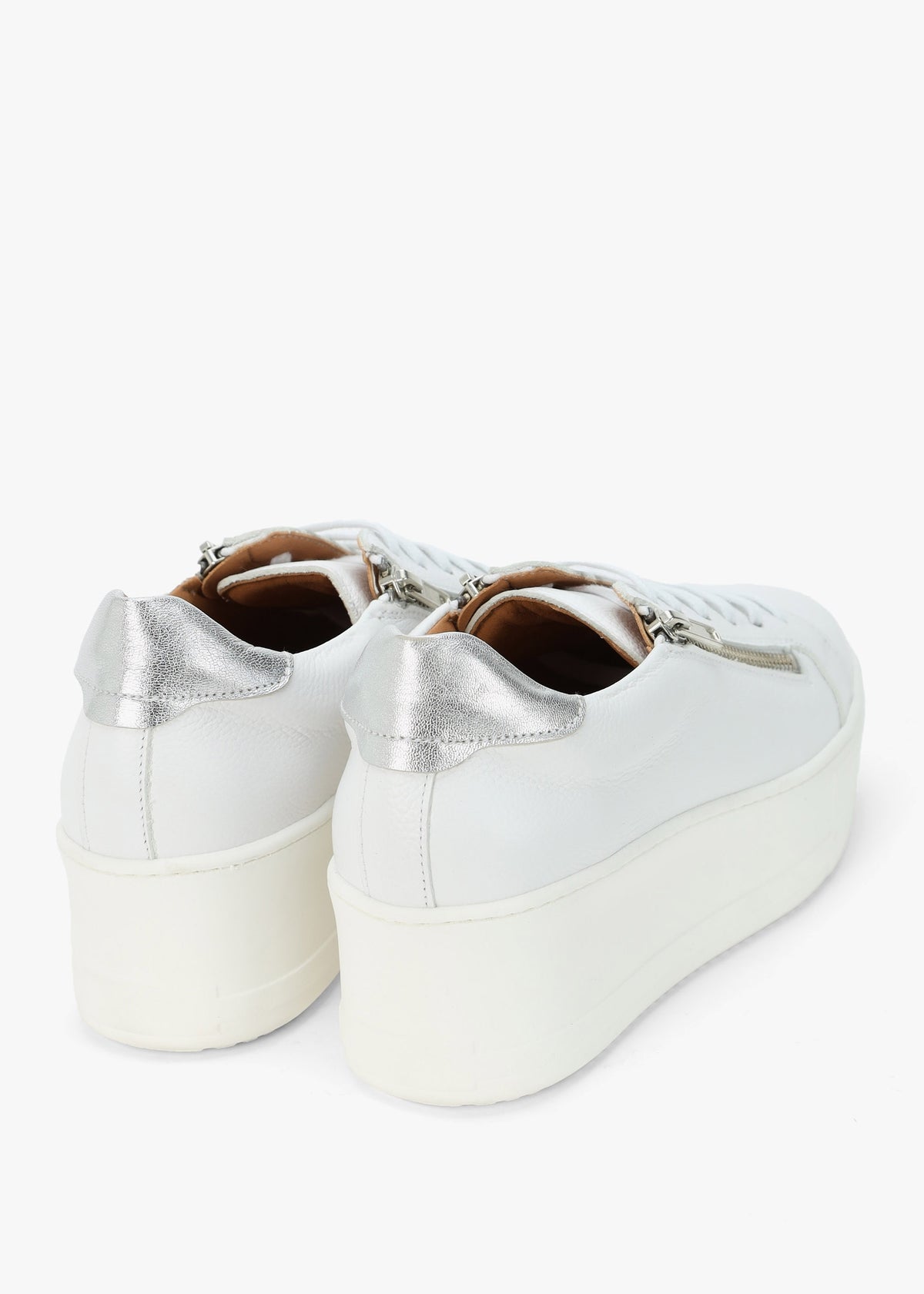 Tippy White Leather Flatform Trainers