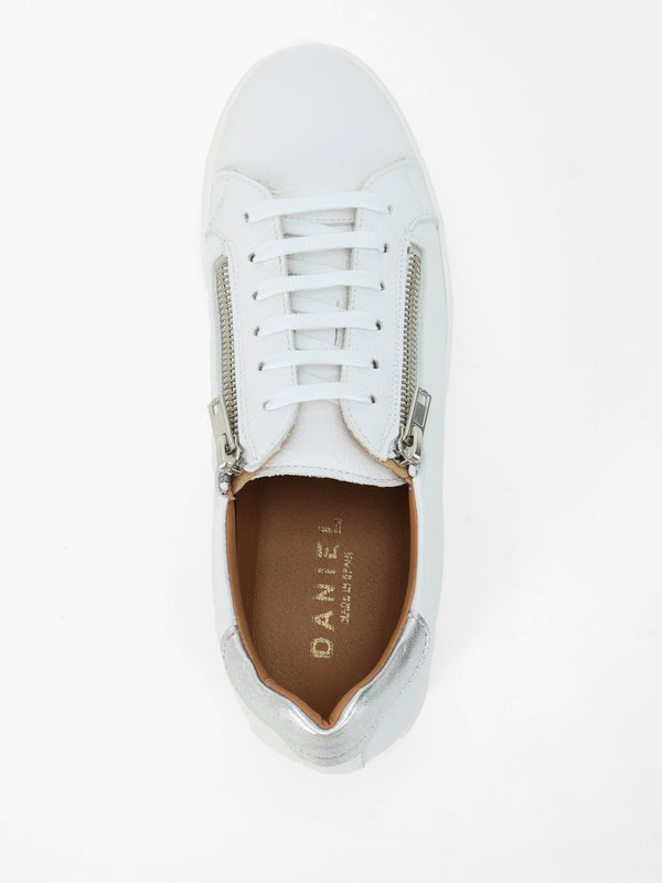 Tippy White Leather Flatform Trainers