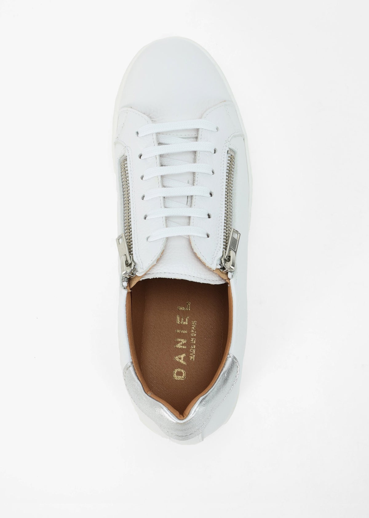 Tippy White Leather Flatform Trainers