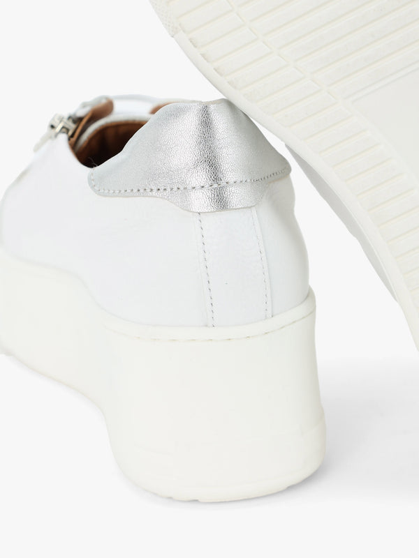 Tippy White Leather Flatform Trainers