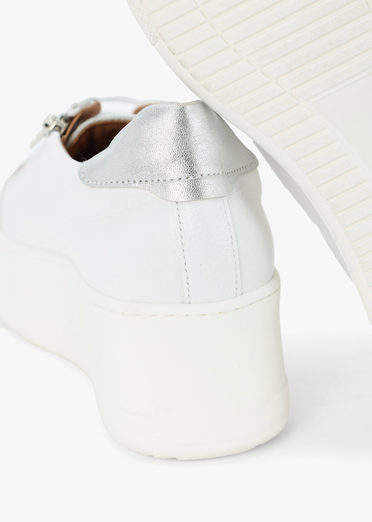 Tippy White Leather Flatform Trainers