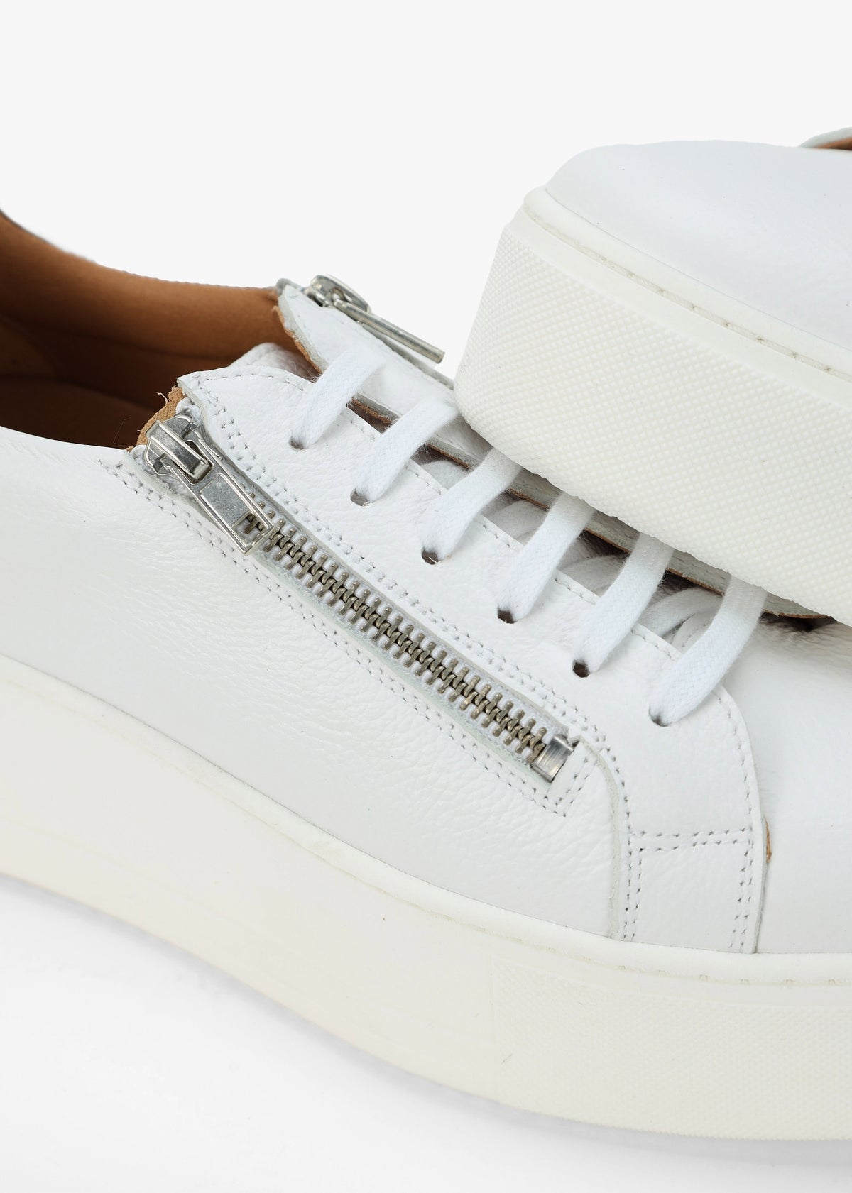 Tippy White Leather Flatform Trainers
