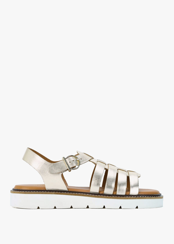 Otterburn Gold Leather Fisherman Sandals