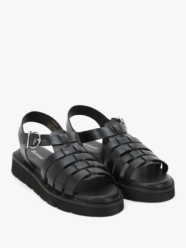 Otterburn Classic Black Leather Fisherman Sandals
