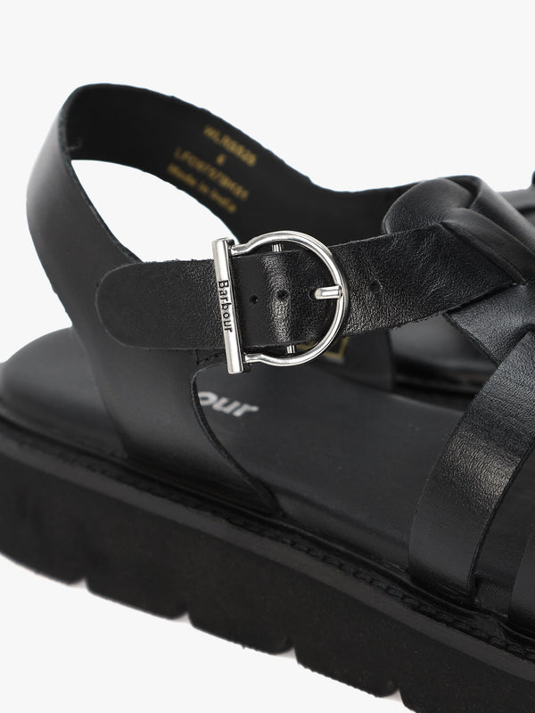 Otterburn Classic Black Leather Fisherman Sandals