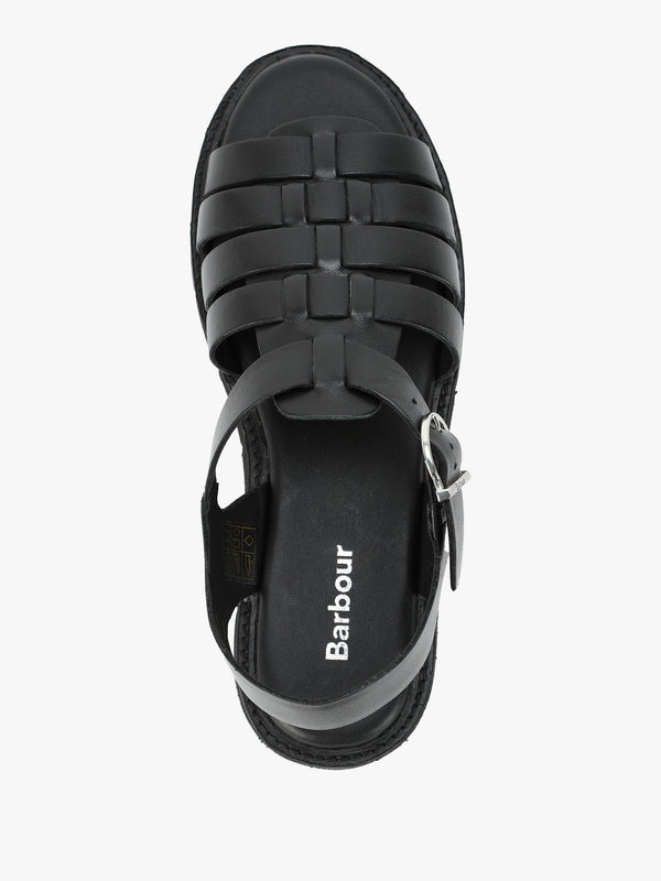 Otterburn Classic Black Leather Fisherman Sandals