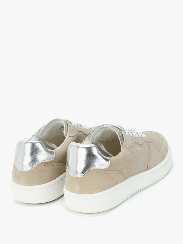 Celeste Beige & Silver Leather Trainers