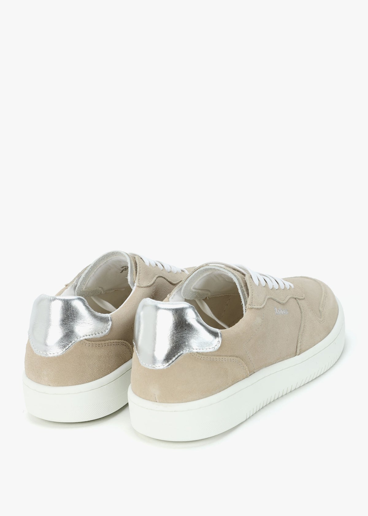 Celeste Beige & Silver Leather Trainers