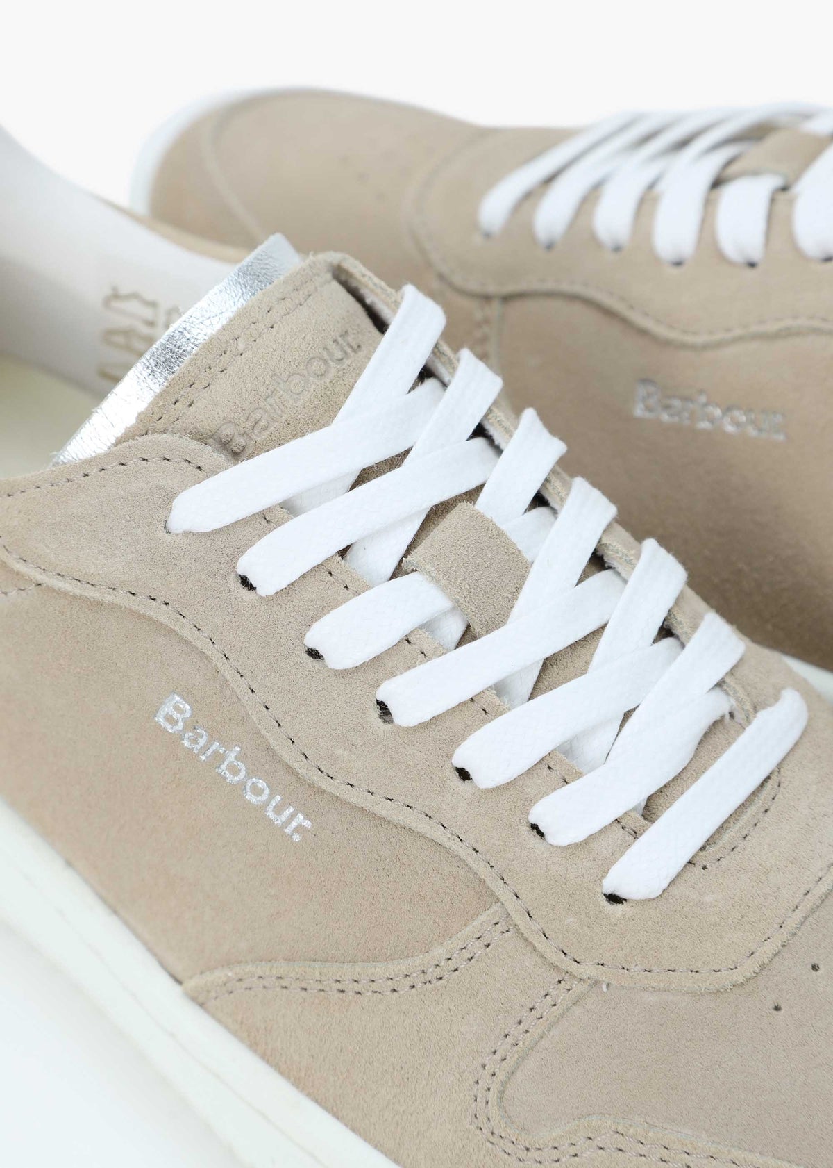 Celeste Beige & Silver Leather Trainers