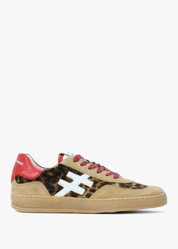Leopard Suede & Calf Hair Trainers