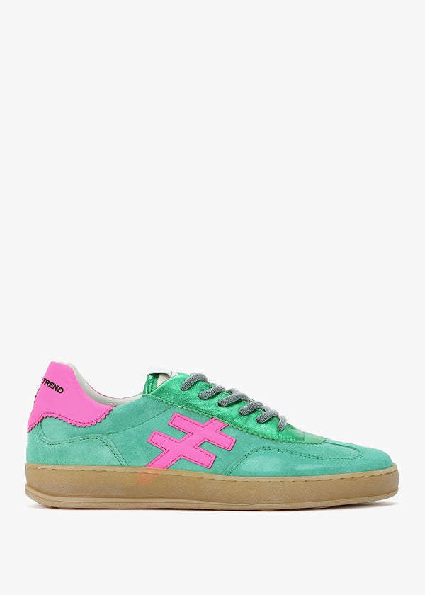 Green Suede & Metallic Leather Trainers