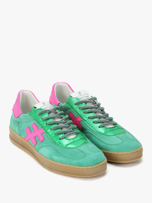 Green Suede & Metallic Leather Trainers