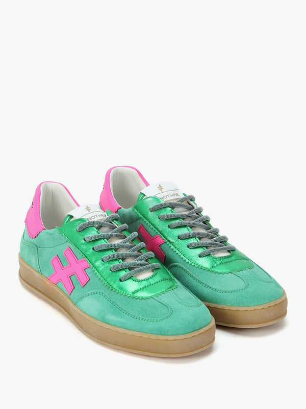 Green Suede & Metallic Leather Trainers