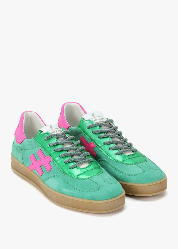 Green Suede & Metallic Leather Trainers