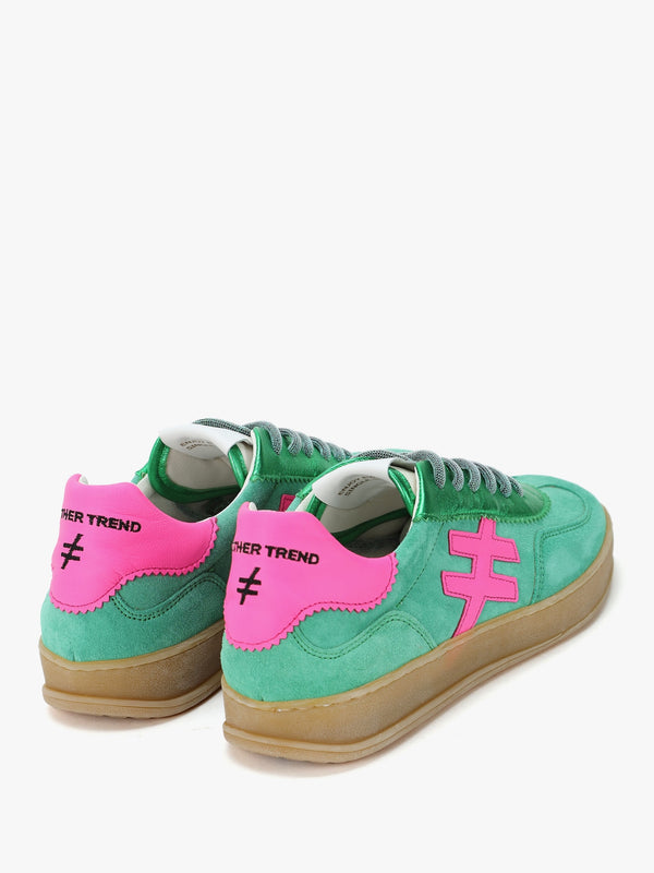 Green Suede & Metallic Leather Trainers