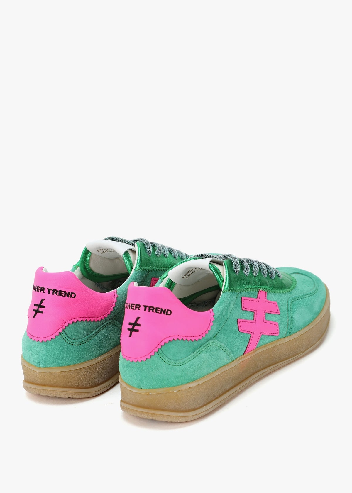 Green Suede & Metallic Leather Trainers