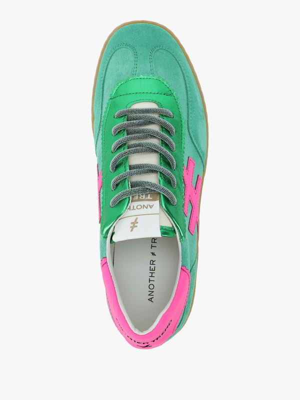 Green Suede & Metallic Leather Trainers