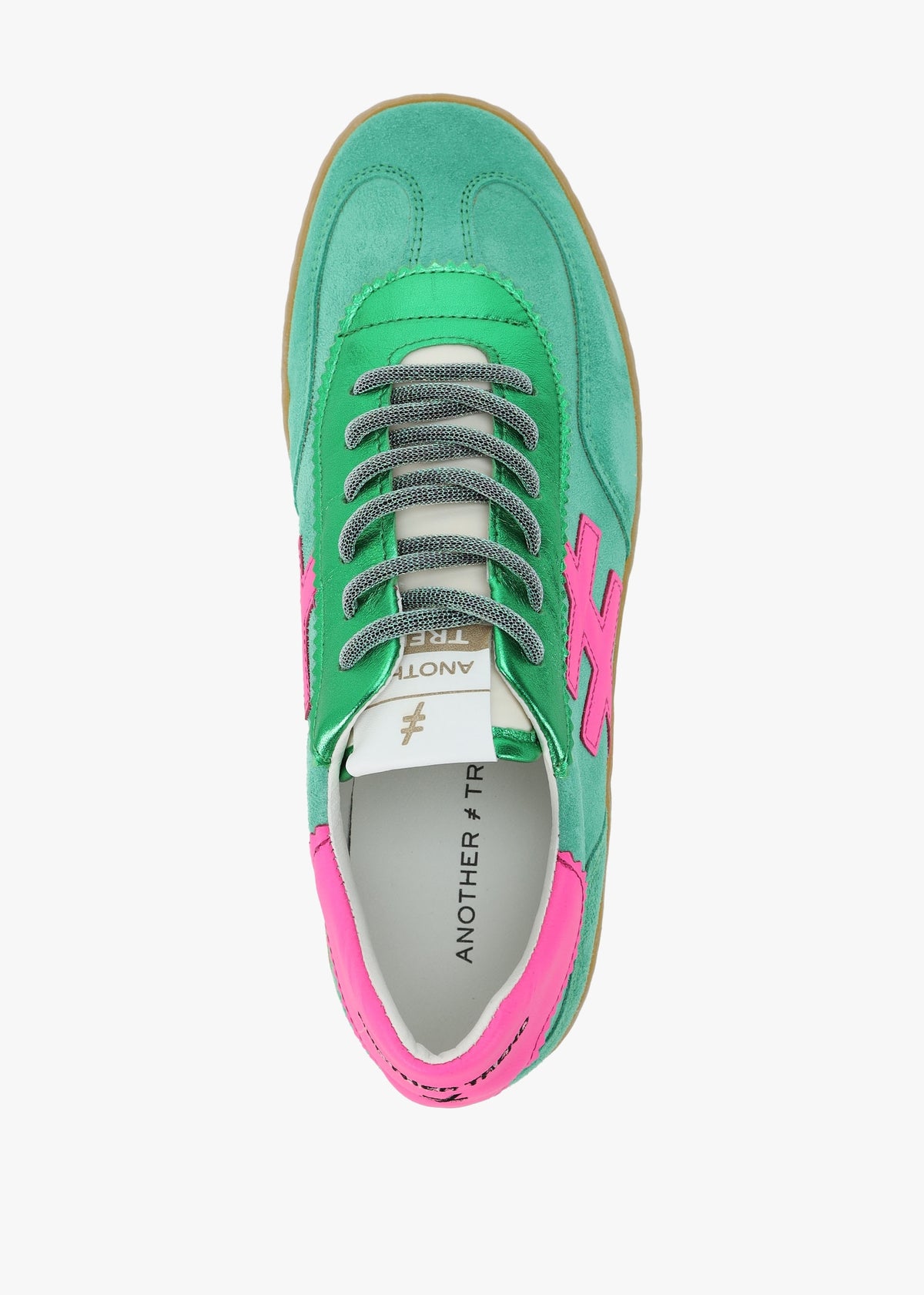 Green Suede & Metallic Leather Trainers
