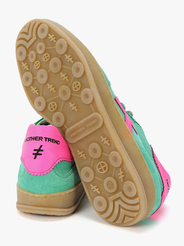 Green Suede & Metallic Leather Trainers