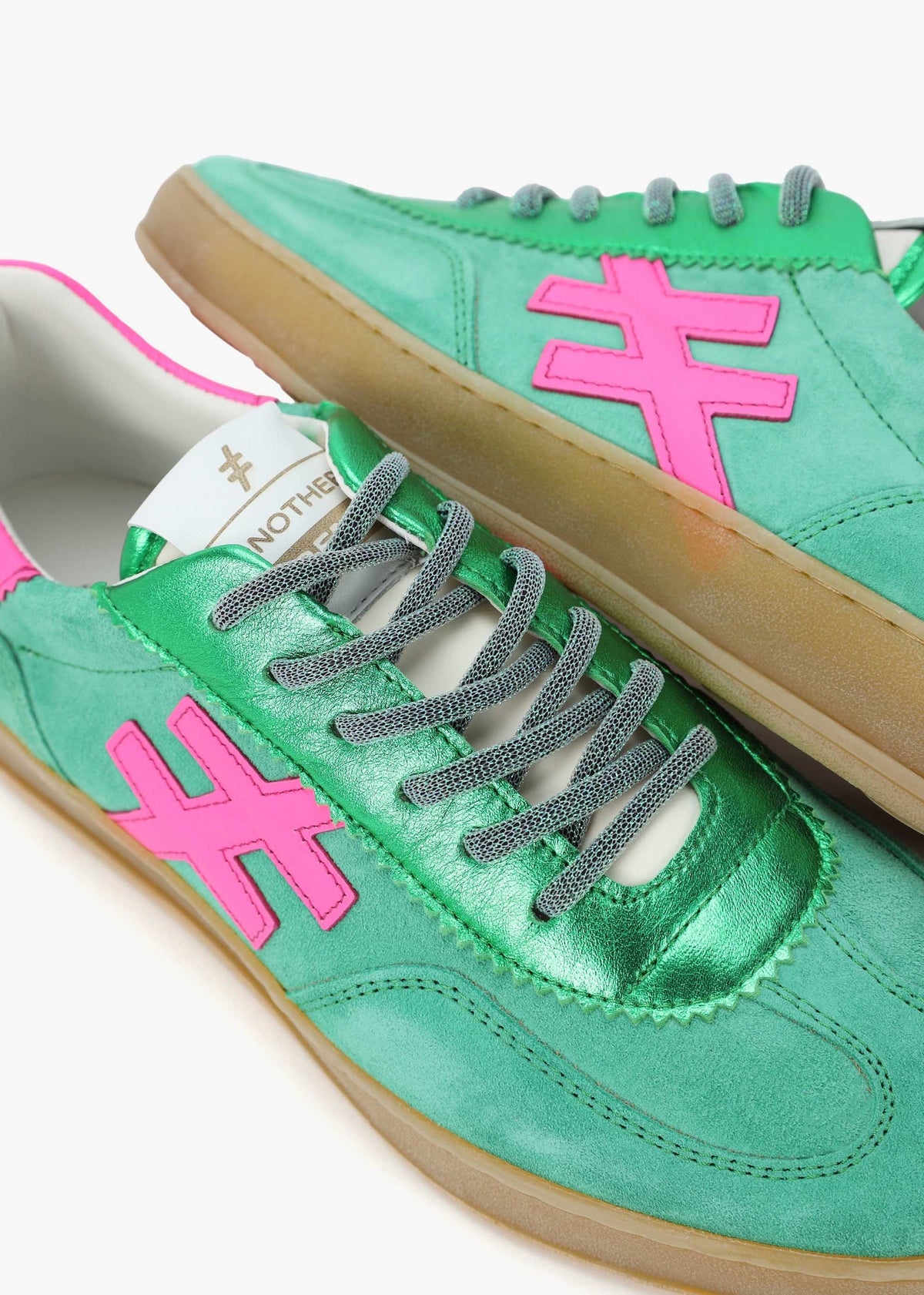 Green Suede & Metallic Leather Trainers