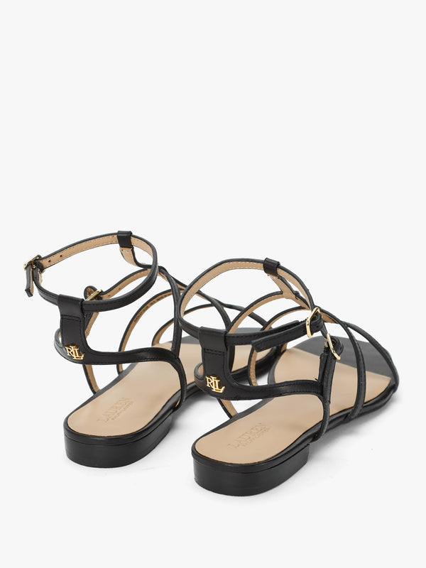 Everley Lauren Black Leather Gladiator Sandals