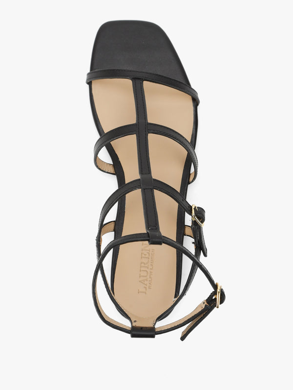 Everley Lauren Black Leather Gladiator Sandals