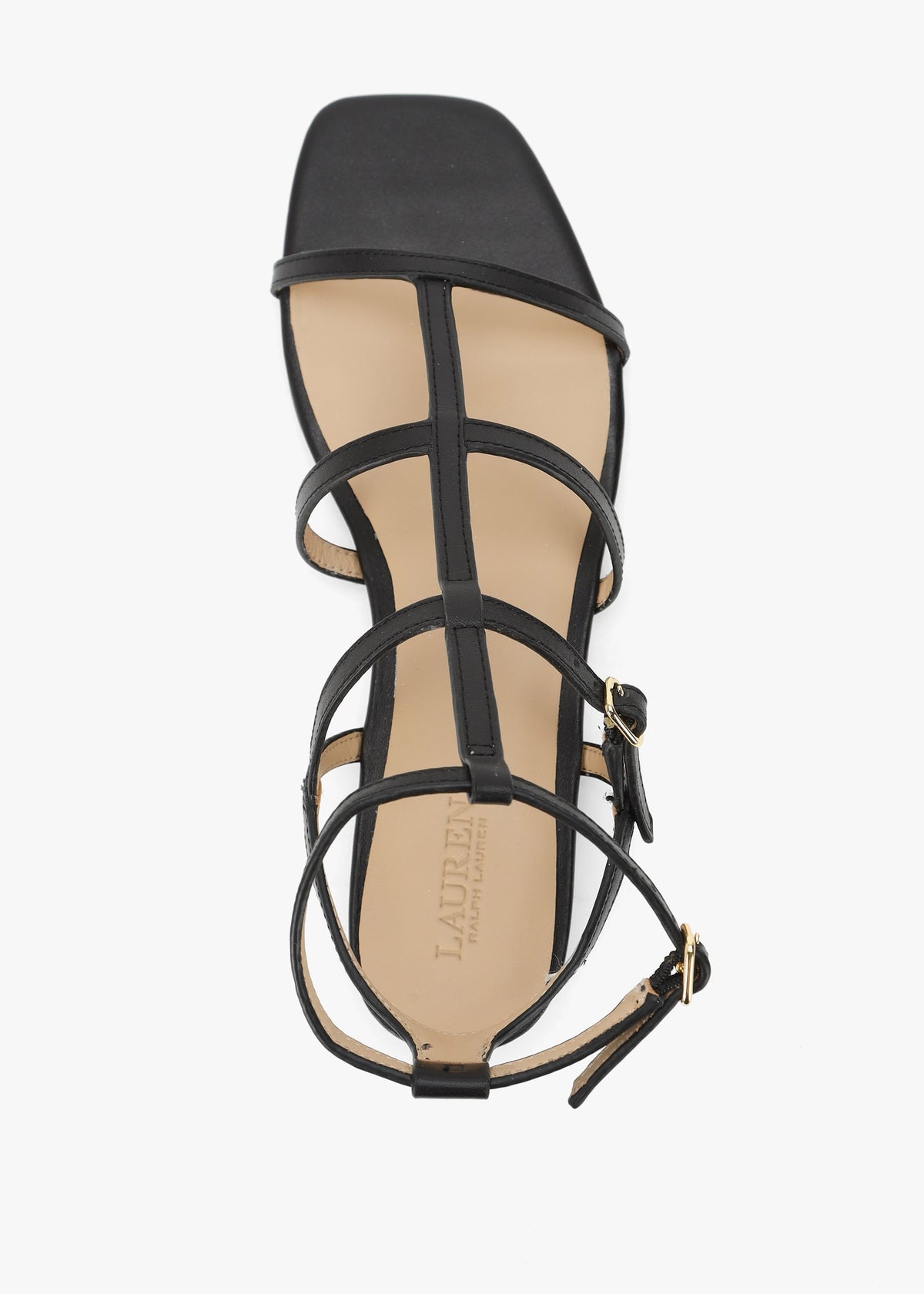 Everley Lauren Black Leather Gladiator Sandals
