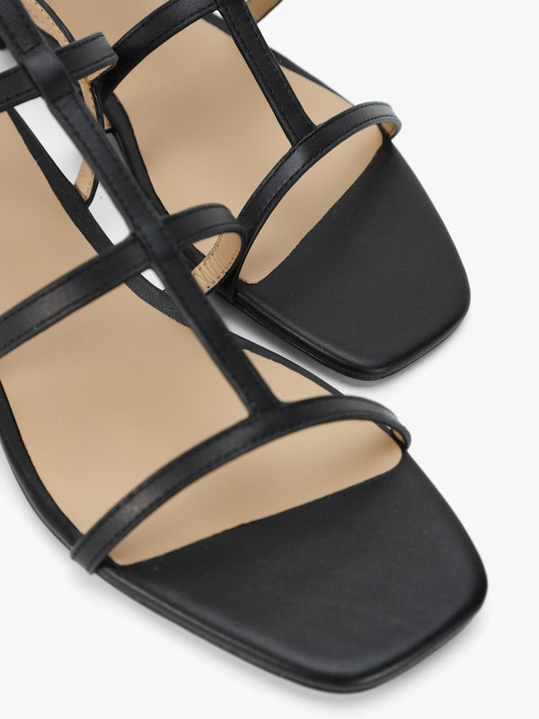 Everley Lauren Black Leather Gladiator Sandals