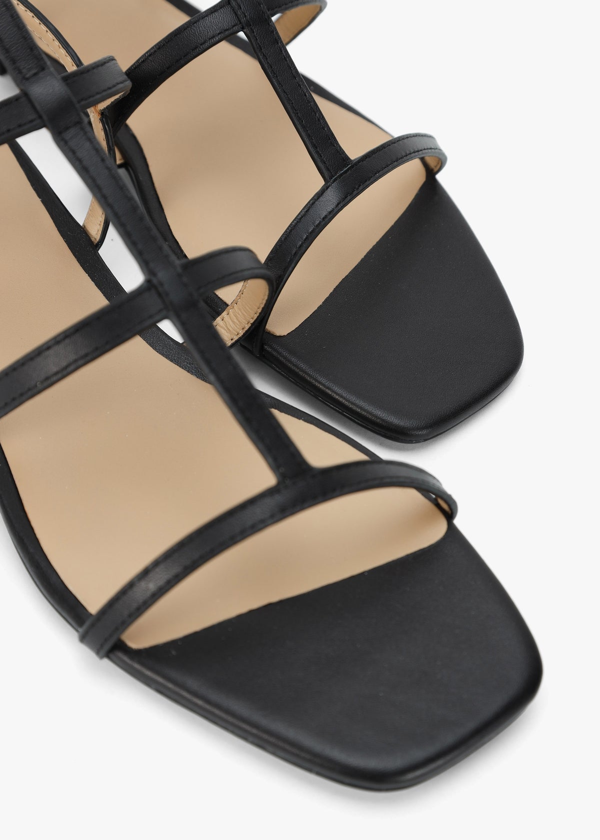 Everley Lauren Black Leather Gladiator Sandals