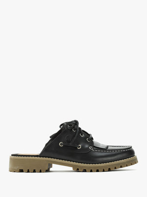 Women’s Noreen Black Leather Backless Mules