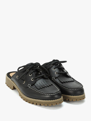 Women’s Noreen Black Leather Backless Mules