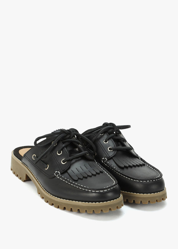 Women’s Noreen Black Leather Backless Mules