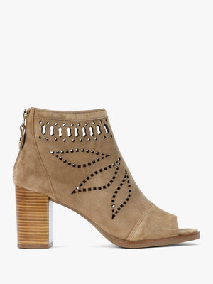 Albany Taupe Suede Perforated Block Heel Shoe Boots