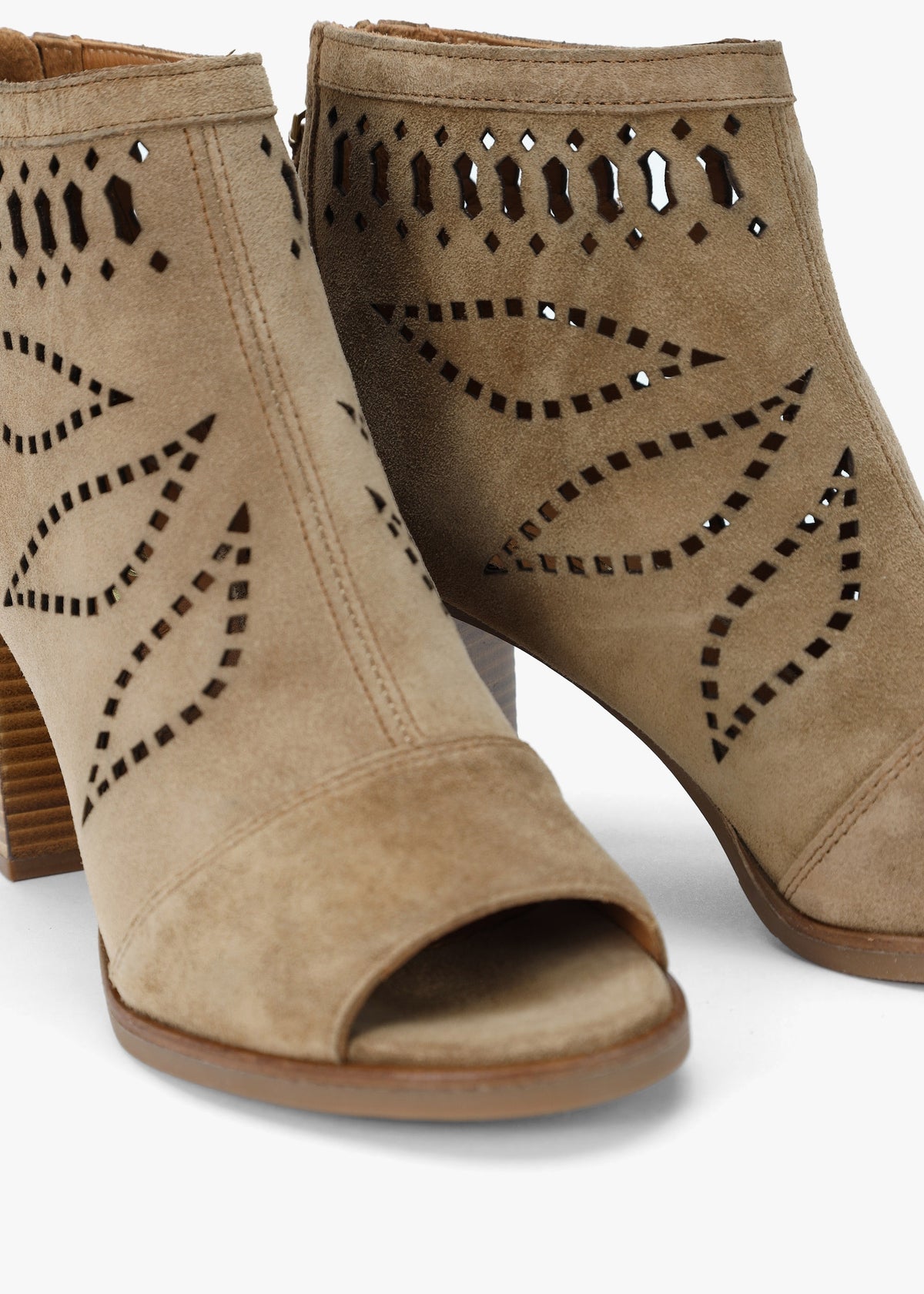 Albany Taupe Suede Perforated Block Heel Shoe Boots
