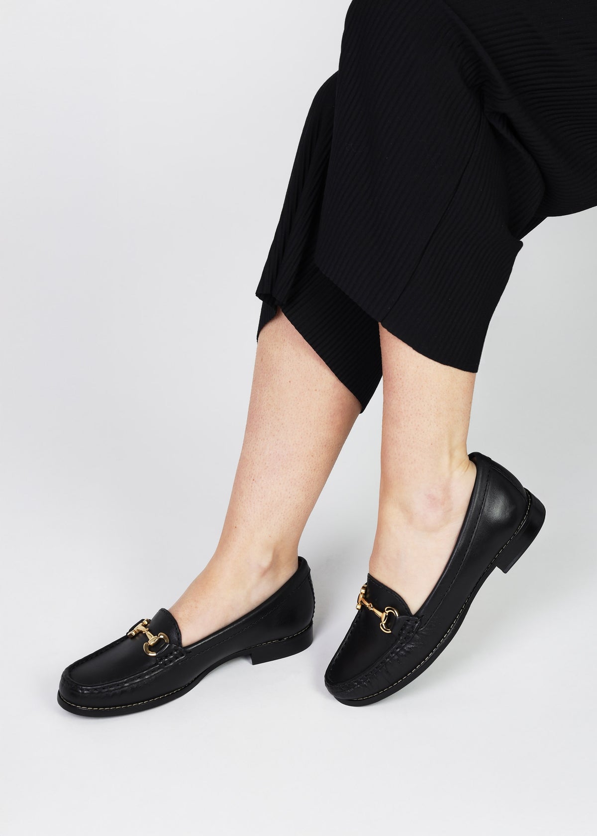 Galtro Black Smooth Leather Snaffle Loafers