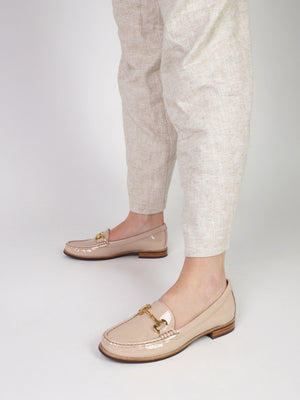 Galtro Nude Patent Leather Snaffle Loafers