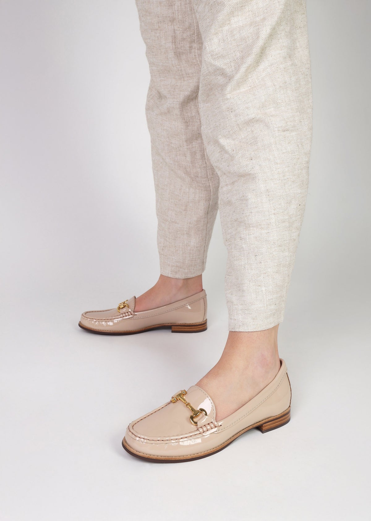 Galtro Nude Patent Leather Snaffle Loafers