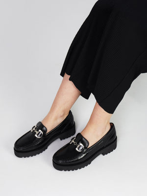 Garrera Black Patent Leather Chunky Loafers