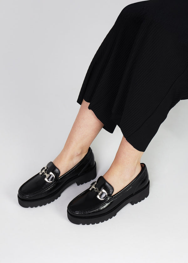 Garrera Black Patent Leather Chunky Loafers