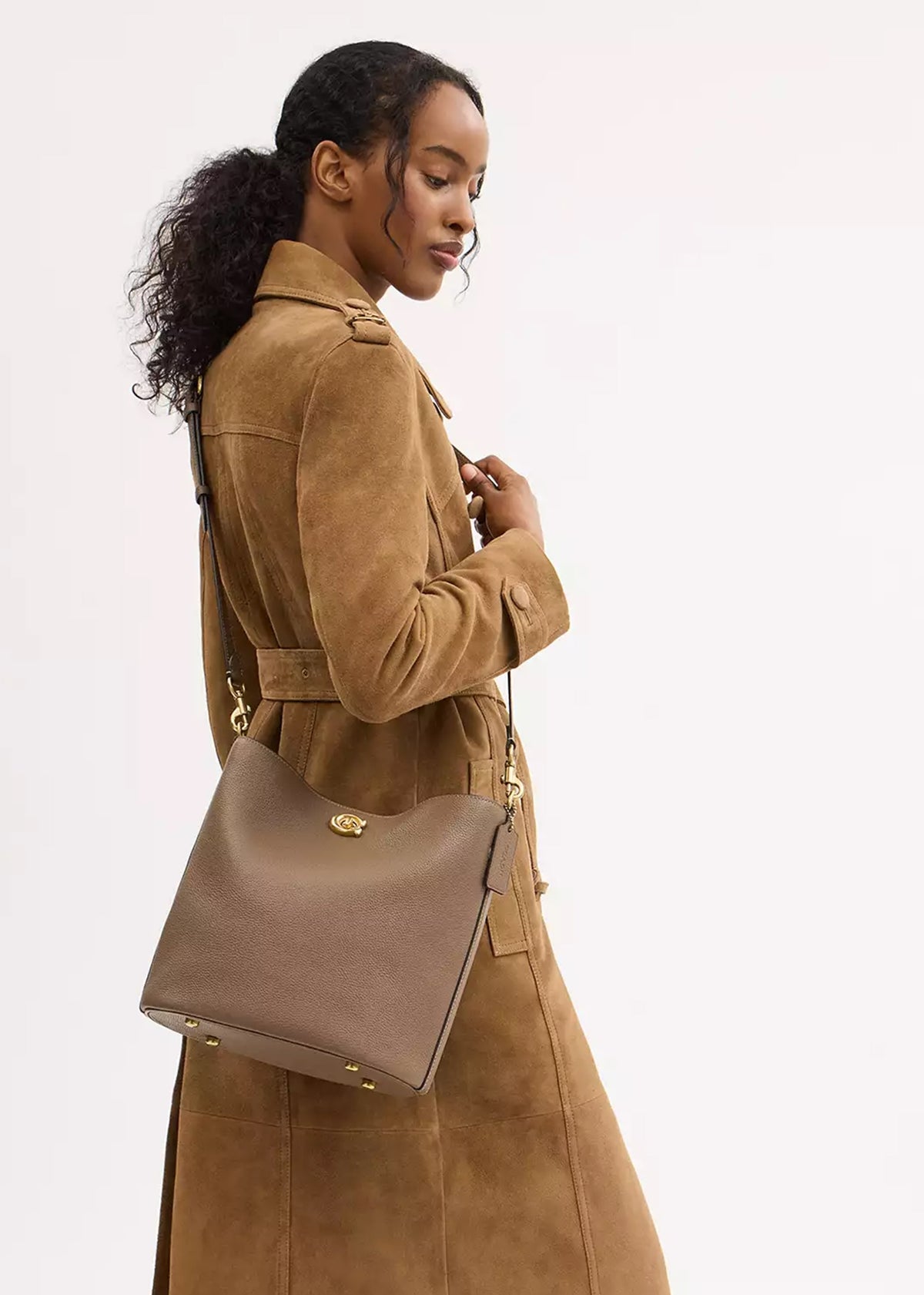 Willow Soft Dark Stone Bucket Bag
