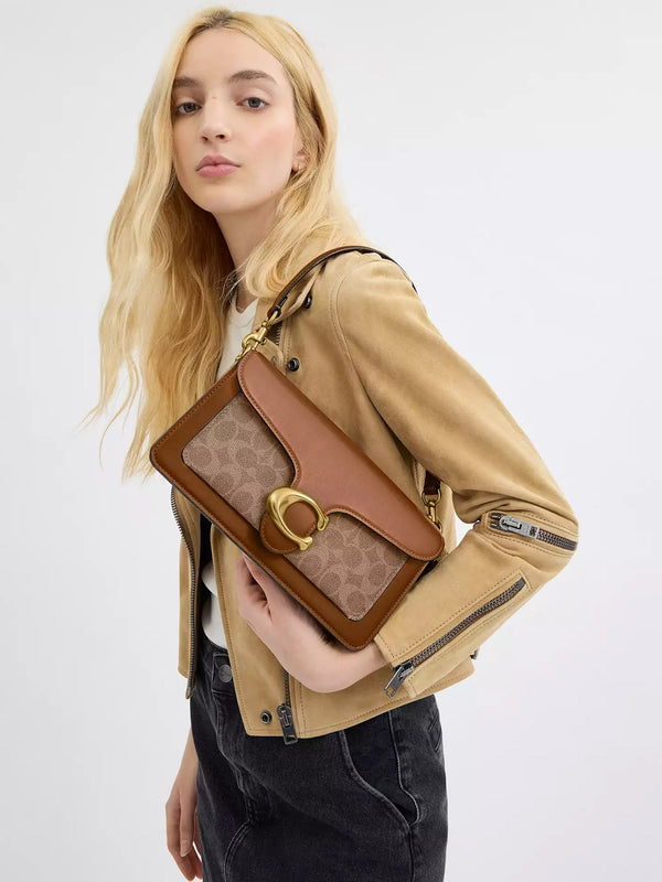 Tabby 26 Signature Coated Canvas Tan Brown Shoulder Bag