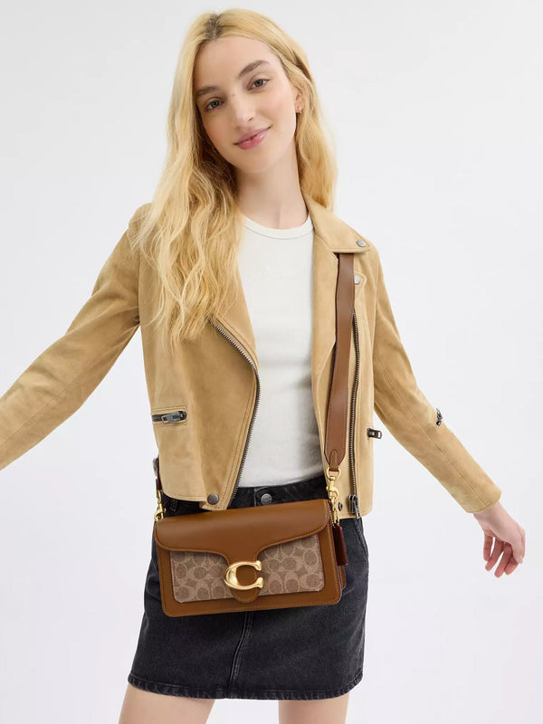 Tabby 26 Signature Coated Canvas Tan Brown Shoulder Bag
