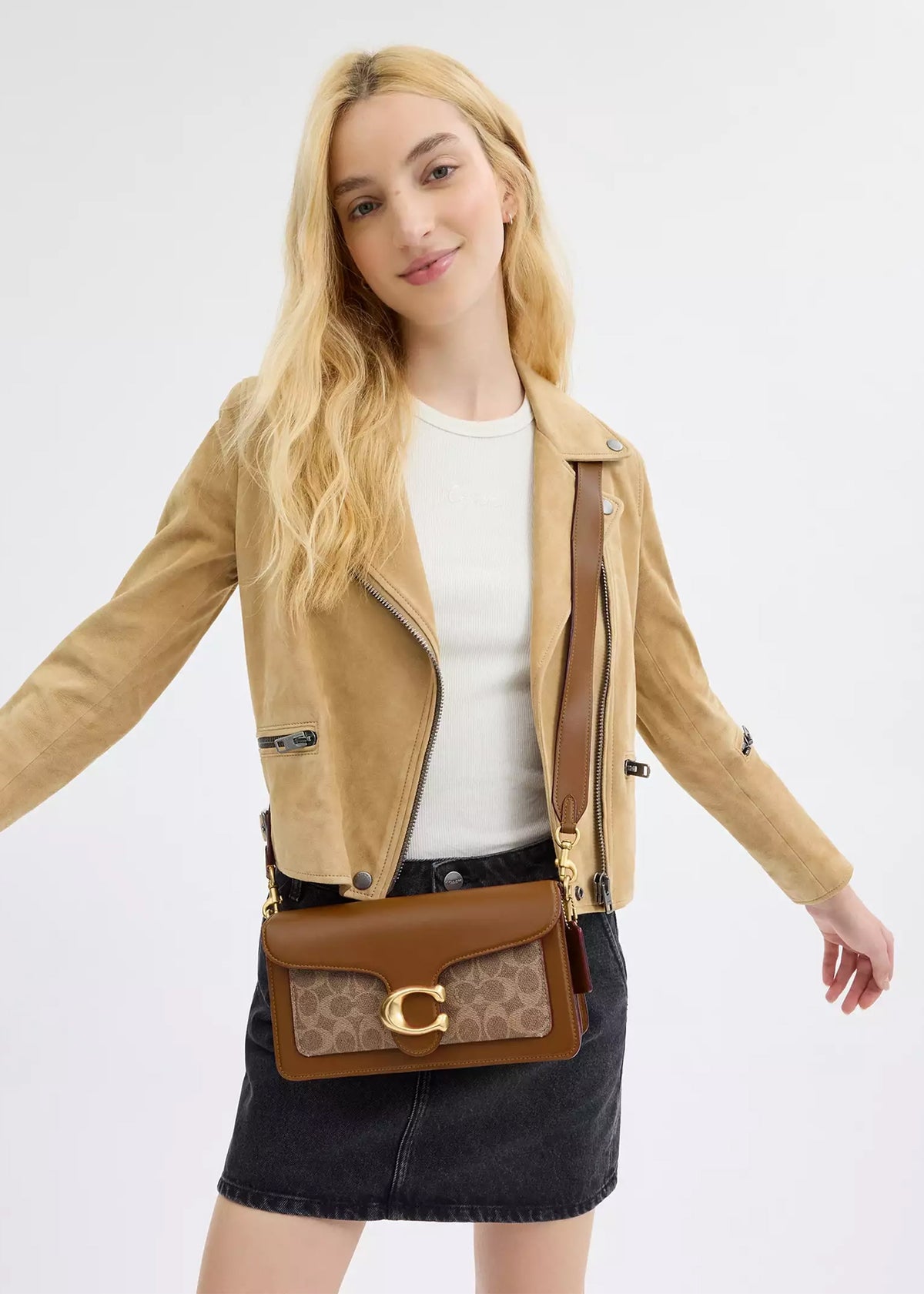 Tabby 26 Signature Coated Canvas Tan Brown Shoulder Bag