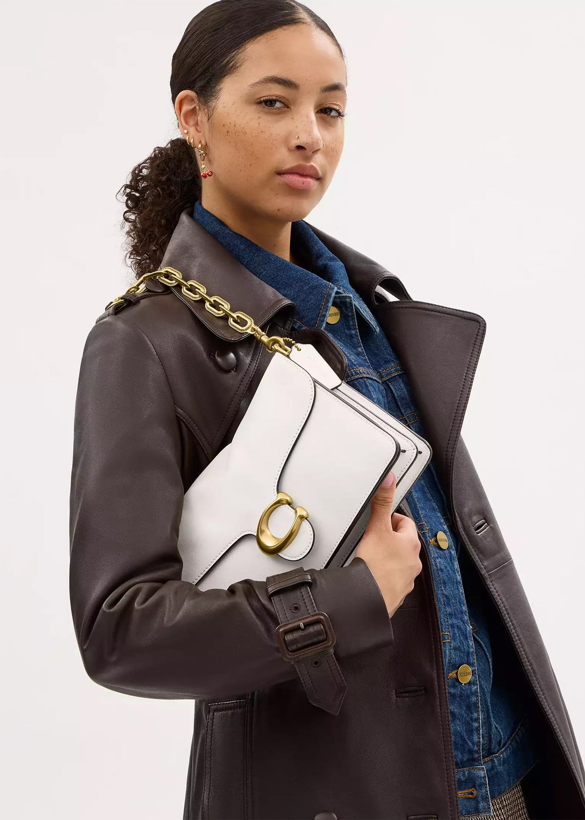 Chain Tabby Chalk Leather Shoulder Bag